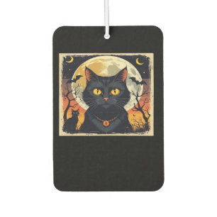 Ambientador Camiseta Clásica Retro de Halloween de Gato Negro 
