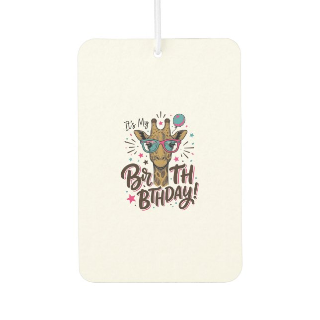 Ambientador Camiseta de fiesta de cumpleaños de jirafa con gra (Anverso)