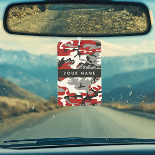 Ambientador Camuflaje rojo y gris Tu nombre Personaliza