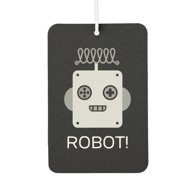 Ambientador Cara de robot retro con antena lúdica (Anverso)