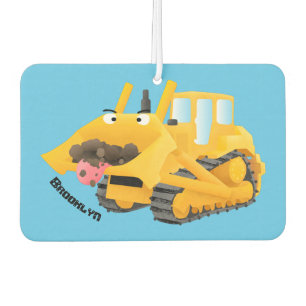 Ambientador Caricatura graciosa amarilla con bulldozer