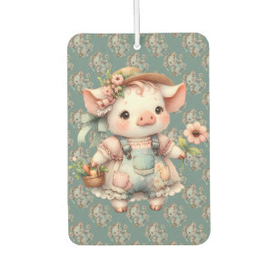 Ambientador Cerdito Pastel Adorable en Overoles Cottagecore