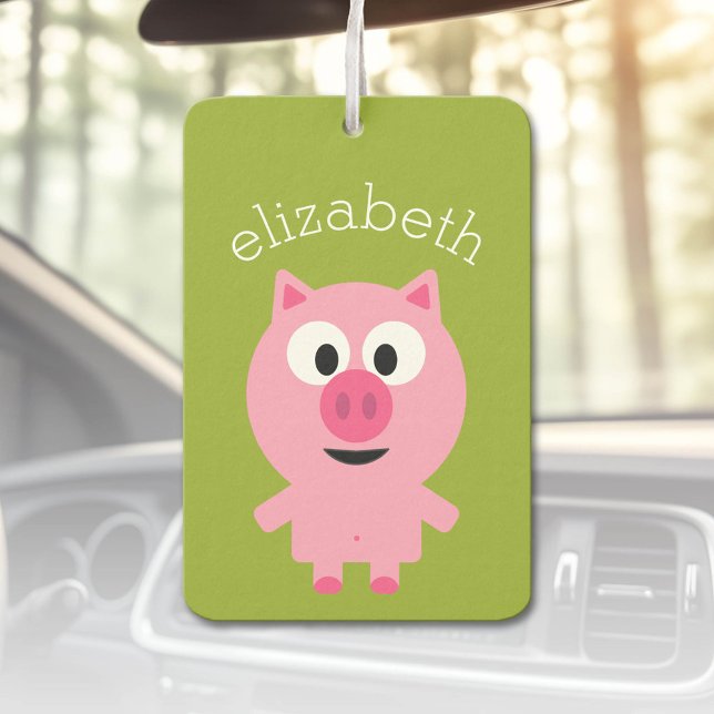Ambientador Cerdo Personalizado de granja - verde rosa y lima (Custom Air Freshener)