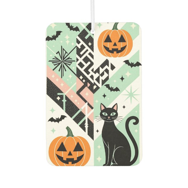 Ambientador Chic Geometric Pastel Black Cat Pumpkin Halloween (Anverso)