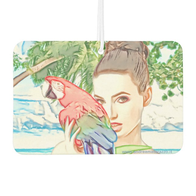 Ambientador Chica con un loro (Anverso)