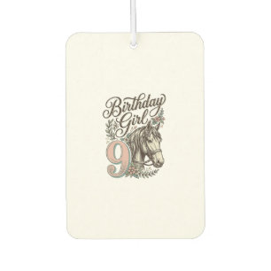 Ambientador Chica Cumpleaños 9 Caballo Floral Grabado Vintage