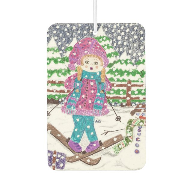 Ambientador Chica de esquí personalizado de coches freshener (Anverso)