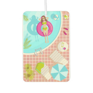 Ambientador Chica de la piscina en la playa de verano de bikin