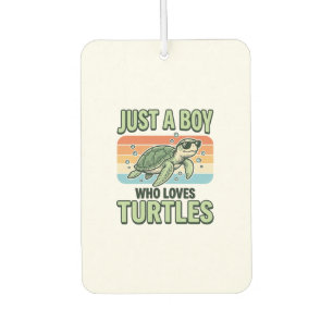 Ambientador Chico Que Ama Tortugas Diseño de Grabado Vintage_1