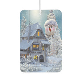 Ambientador Christmas Car Decoration Winter White Snowman Blue