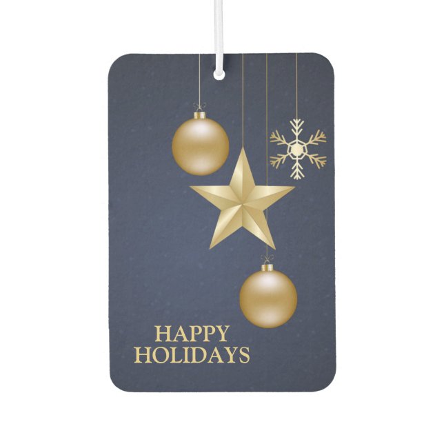 Ambientador Christmas Party Golden Ornament Navy Blue Elegant (Anverso)