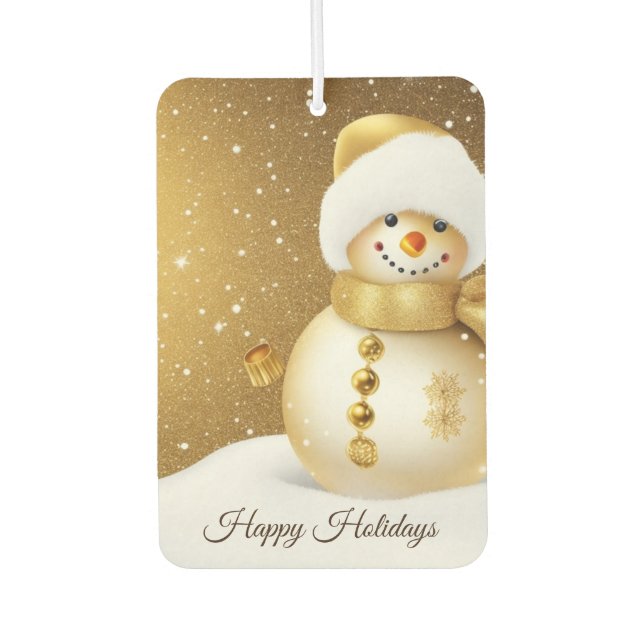 Ambientador Christmas Party Golden Snowman Snowflakes Holidays (Anverso)