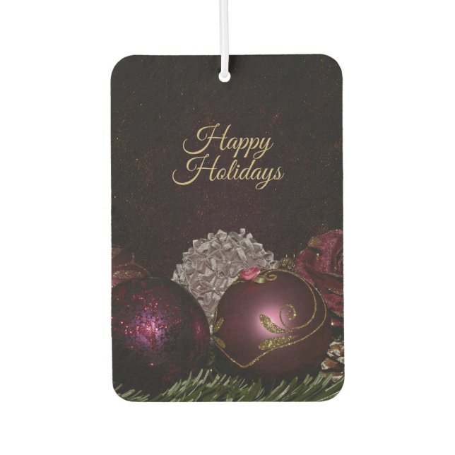 Ambientador Christmas Party Pink Ornament Green Leaves Black (Anverso)