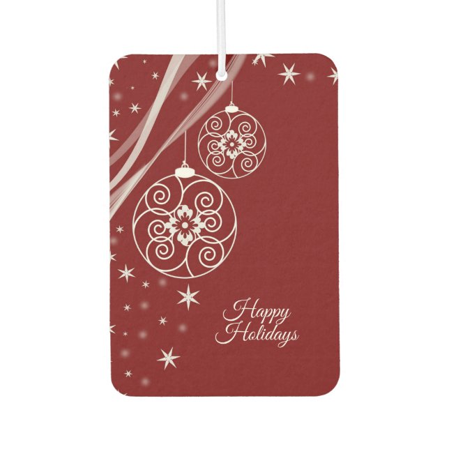 Ambientador Christmas Party White Ornaments Stars Red Elegant (Anverso)