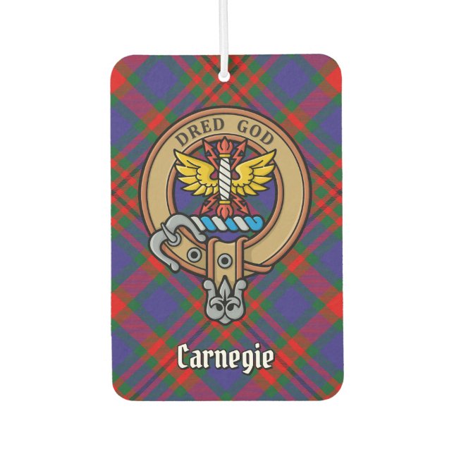 Ambientador Clan Carnegie Escudo sobre Tartán (Anverso)