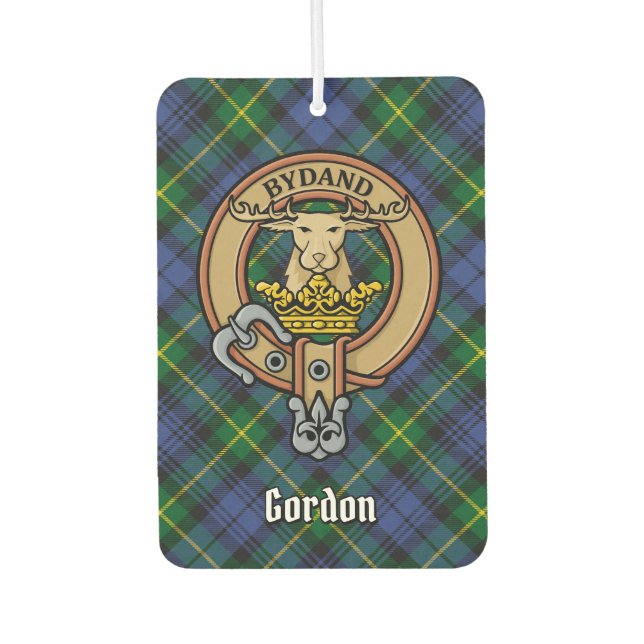 Ambientador Clan Gordon Escudo sobre Tartan Air Freshener (Anverso)