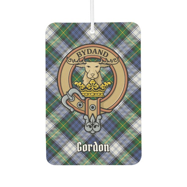 Ambientador Clan Gordon Escudo sobre vestir Tartan Air Freshen (Anverso)