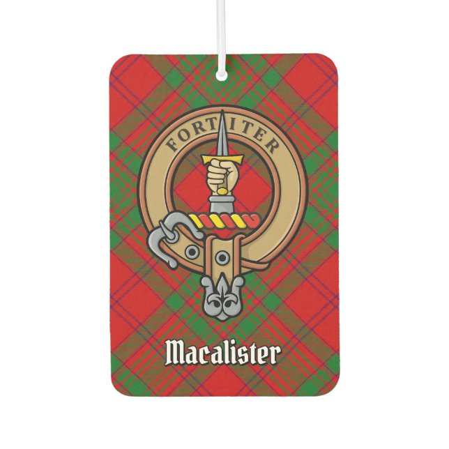 Ambientador Clan MacAlister Escudo sobre Glenbarr Tartán (Anverso)