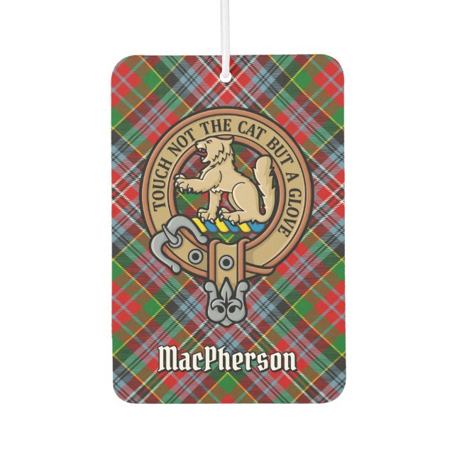 Ambientador Clan MacPherson Escudo sobre Tartan Air Freshener (Anverso)