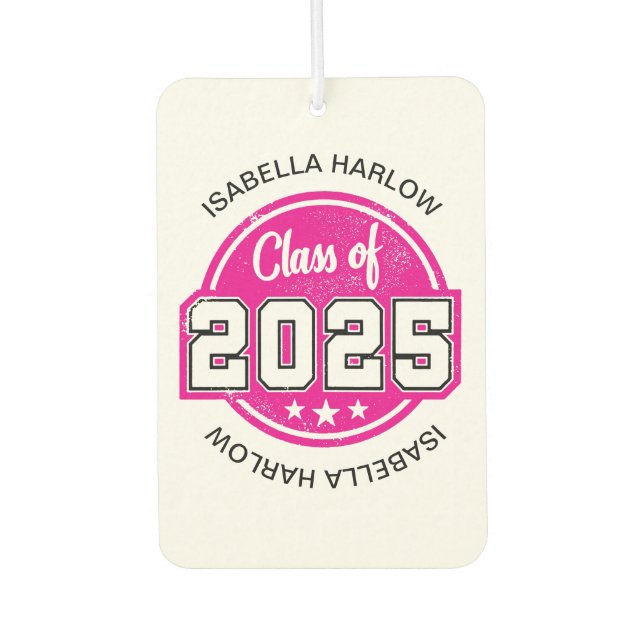 Ambientador Clase de nombre de graduado rosado 2025 (Anverso)