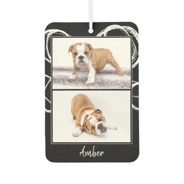 Ambientador Coche moderno de Collage de fotos de perro negro y (Anverso)