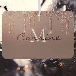 Ambientador Coche Monograma Rosa metálico Purpurina de goteo d