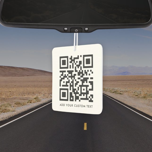 Ambientador Código QR Minimalista Limpiar Personalizado simple (Versatile air freshener template with interactive QR code & text for business or personal use.)