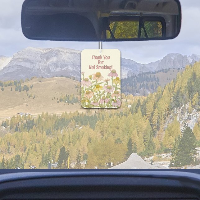 Ambientador Conefarrias Agua Botánica Arte Personalizado (Personalized Pastel Watercolor Botanical Floral Coneflowers Design Air Freshener for Car or Home)