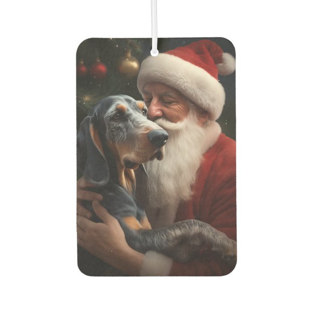 Ambientador Coonhound Bluetick Con Navidades De Santa Claus (Anverso)