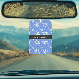 Ambientador Copos de nieve blancos, azul, tu nombre, personali