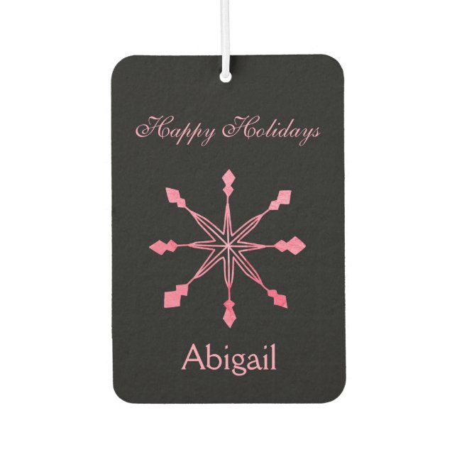 Ambientador Copos de nieve rosados en fondo negro (Anverso)