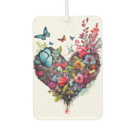 Ambientador Corazón con flores acuarelas y mariposas