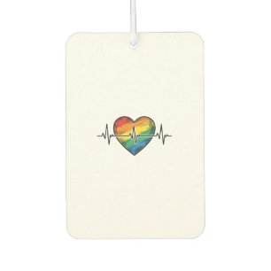 Ambientador Corazón de latido de arcoíris diseño de grabado vi