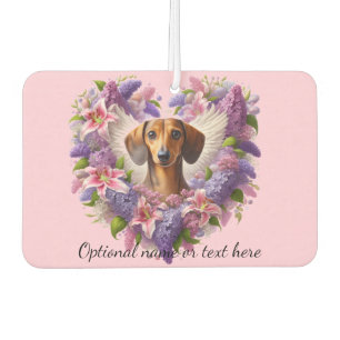 Ambientador Corazón floral de dachshund rosa y púrpura