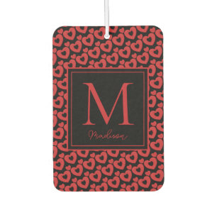 Ambientador Corazones Rojos y Negros Personalizados Monograma 