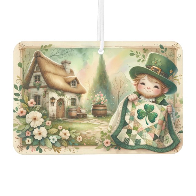 Ambientador Cottage Leprechaun Patchwork Quilt Scene (Anverso)