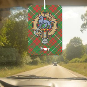 Ambientador Crest de Clan Bruce sobre tartán de caza