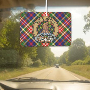 Ambientador Crest de Clan Christie sobre tartán
