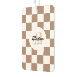 Ambientador Cuadrados de cheques mocha retro blanco marrón Mon