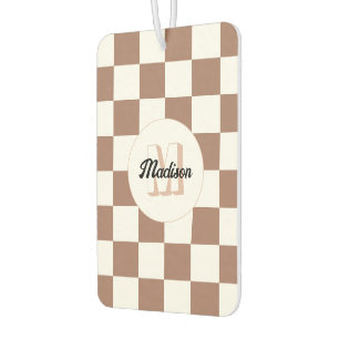 Ambientador Cuadrados de damero mocha marrón blanco Monograma