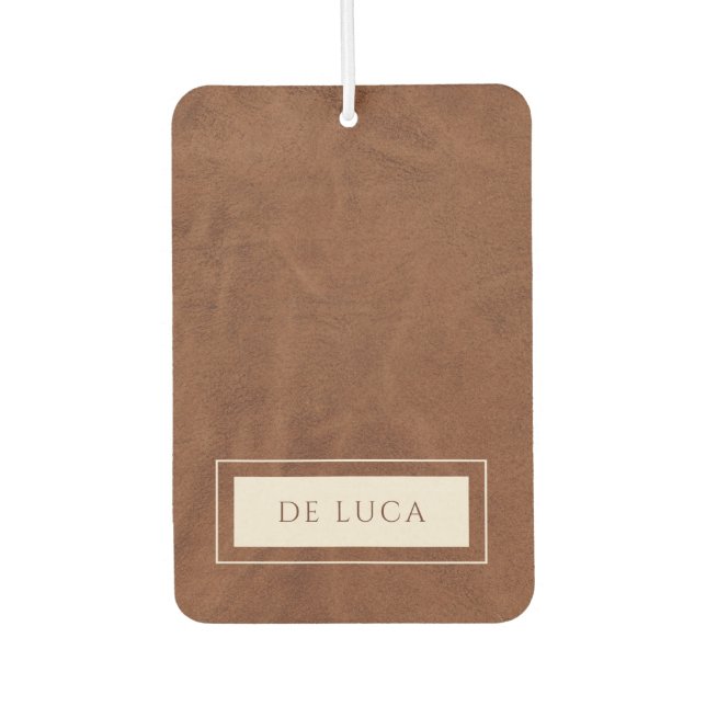 Ambientador Cuero Falso Marrón Personalizado (Anverso)