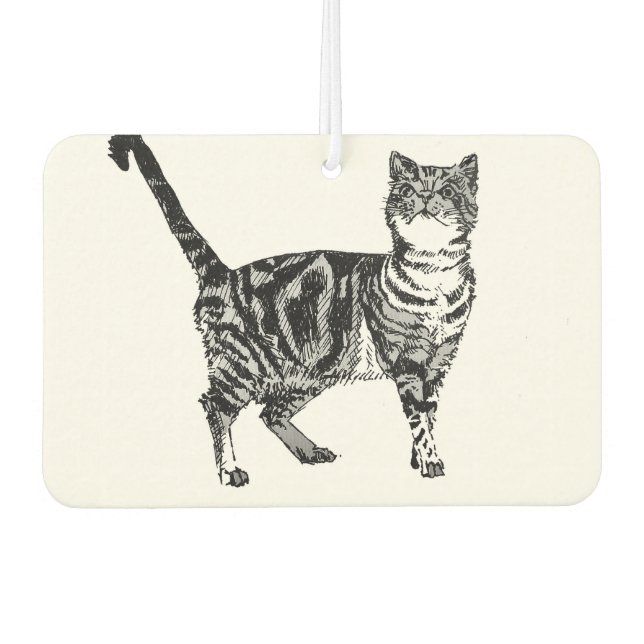 Ambientador Cuidado blanco negro Tabby Cat Air Freshener (Anverso)