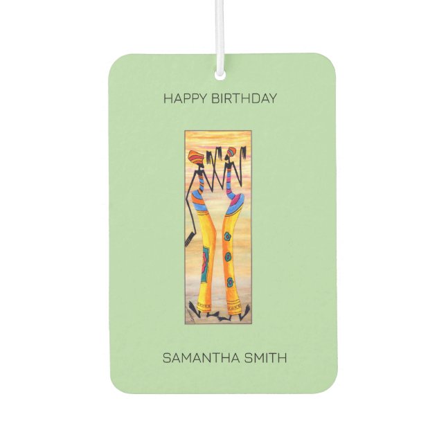 Ambientador Cumpleaños, acuarela de arte africano, impresionan (Anverso)