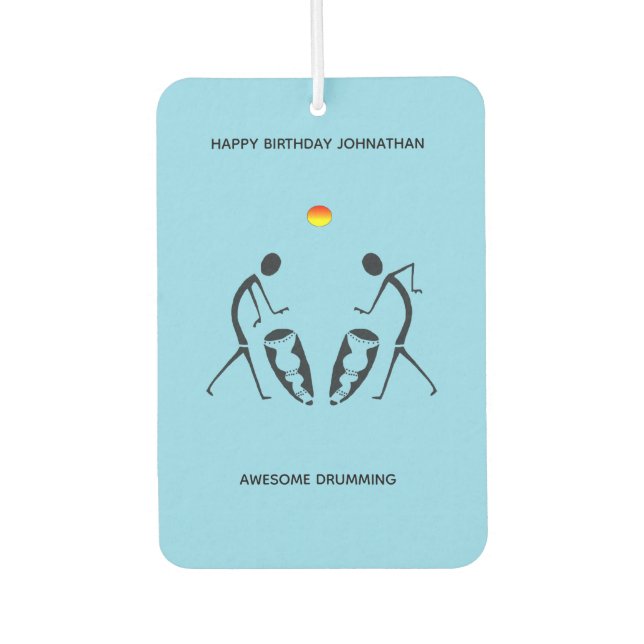 Ambientador Cumpleaños, silueta de arte africano, tambor azul (Anverso)