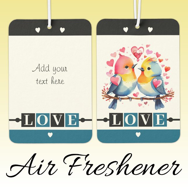 Ambientador Custom text lovebirds romantic Valentine blue (Subido por el creador)