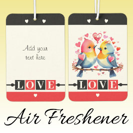 Ambientador Custom text lovebirds romantic Valentine red