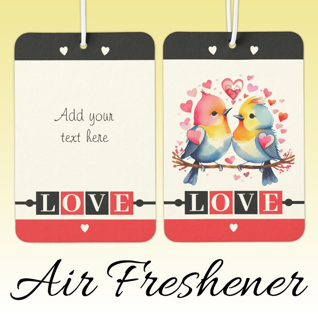 Ambientador Custom text lovebirds romantic Valentine red (Subido por el creador)