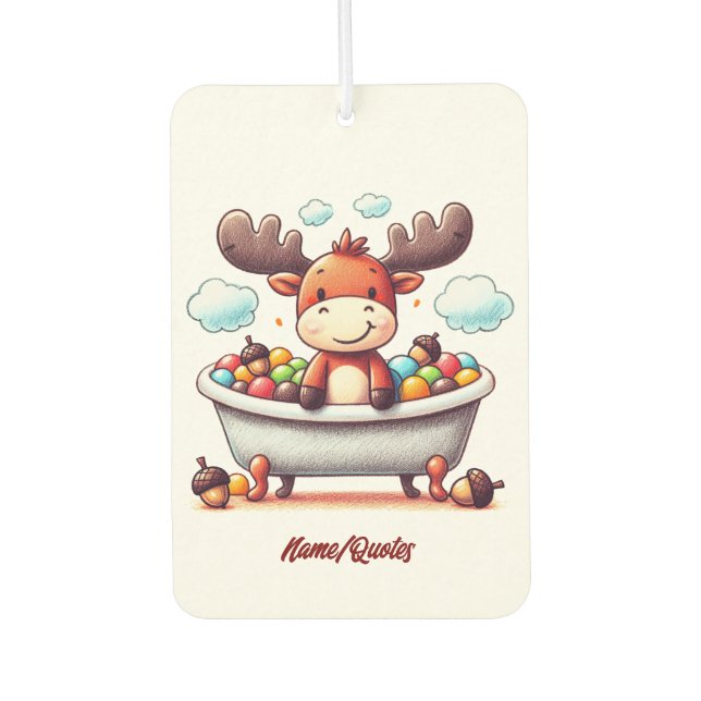Ambientador Cute Baby Moose Bath Time Cartoon Illustration (Anverso)