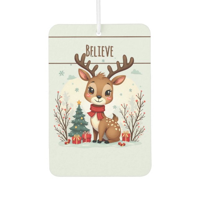 Ambientador Cute Christmas Reindeer Scene Snowy Forest (Anverso)