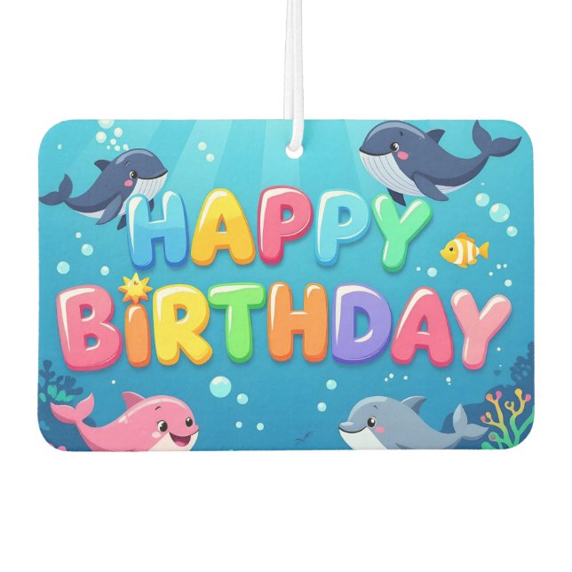Ambientador Cute Happy Birthday nautical dolphin (Anverso)